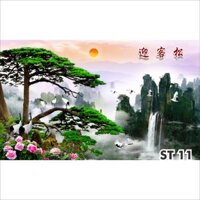 Tranh dán tường 3D decal sơn thủy, non nước hữu tình in theo kích thước yêu cầu Mã số 10 - 20 - 20 - 180 x 120