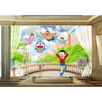 Tranh dán tường 3d Doremon vui cùng bạn 1 trang trí decor phòng bé