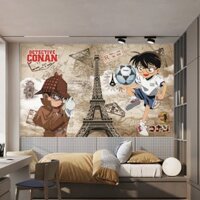 Tranh dán tường 3d nhân vật Conan trang trí phòng bé(Tặng 1 tấm decal thước đo chiều cao cho bé)