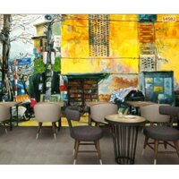 Tranh dán tường 3D phố cổ hà nội có keo sẵn