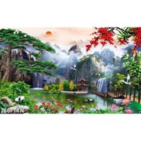 Tranh dán tường 3D phong thuỷ Có Sẵn Keo,  Nhận thiết kế theo yêu cầu - 2667TTN