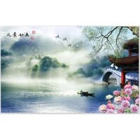 Tranh dán tường 3d sơn dầu phong cảnh đẹp kt 1m2*1m6