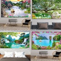 Tranh dán tường 3d Sơn Thủy Ngang Đẹp nhiều mẫu có keo sẵn MS03