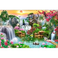 Tranh dán tường 3d sơn thuỷ hữu tình - ST28,90x150CM