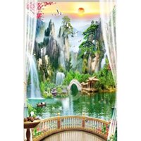 Tranh dán tường 3D thác nước khổ dọc - mở rộng không gian nhà bạn