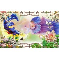 Tranh dán tường 3D trang trí có keo sẵn