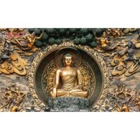 Tranh dán tường 3D - tranh điêu khắc phật tổ  ( có keo dán sẵn ) KT: 80x125 cm