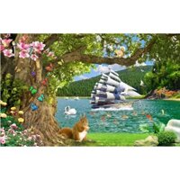 Tranh dán tường 3D Tranh Thuyền Buồm 07 kt125x180