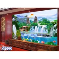 Tranh Dán Tường 3D/ Tranh Phòng Khách/ Sơn Thủy Hữu Tình , 520