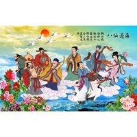 Tranh dán tường Bát tiên quá hải GL0243 kim sa