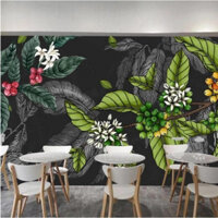 Tranh dán tường cành cà phê trang trí decor quán hiện đại tiện lợi