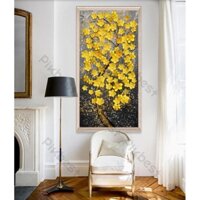 Tranh dán tường Cây mai vàng tài lộc giàu sang Tranh 3D dán tường hiện đại (tích hợp sẵn keo), MS 1139161