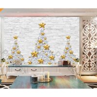 Tranh dán tường Cây thông ngôi sao may mắn, tranh dán tường 3d hiện đại (tích hợp sẵn keo) MS690961
