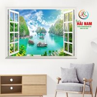 Tranh dán tường cửa sổ 3D - phong cảnh vịnh hạ long