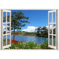 Tranh dán tường cửa sổ 3D cảnh đẹp thiên nhiên VTC VT0187 kim sa