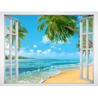 Tranh dán tường cửa sổ 3D cảnh đẹp thiên nhiên VTC VT0056 kim sa