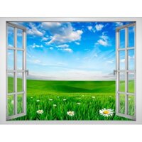 Tranh dán tường cửa sổ 3D cảnh đẹp thiên nhiên VTC VT0008 kim sa