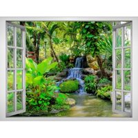Tranh dán tường cửa sổ 3D VTC cảnh đẹp thiên nhiên VT0309 kim sa