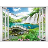 Tranh dán tường cửa sổ VTC cảnh đẹp thiên nhiên VT0376 kim sa