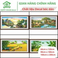 Tranh dán tường đồng quê 3D Happy House decor, decal dán tường đồng quê Việt Nam