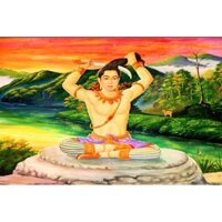 Tranh dán tường Đức Phật Xuất Gia - vải lụa kim tuyến