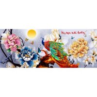 Tranh dán tường HD Chim công Kim Ngọc Mãn Đường HUD0021 KT 125 x 50 cm