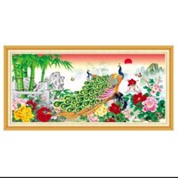 TRANH DÁN TƯỜNG KIM SA ĐÔI CÔNG BÊN HOA MẪU ĐƠN 100 x 50 cm