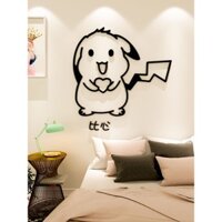 Tranh Dán Tường Mica 3D Hoạt hình trang trí Pikachu dễ thương Trang Trí Mầm Non, Mẫu Giáo, Phòng Cho Bé