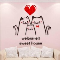 Tranh dán tường mica 3d welcome sweet home, trang trí mầm non, trang trí khu vui chơi trẻ em