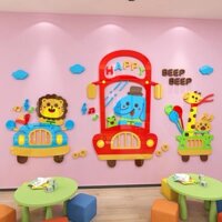 Tranh dán tường mica dán nổi xe beep beep trang trí phòng cho bé, khu vui chơi, shop bán đồ chơi