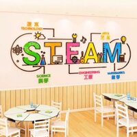 Tranh dán tường mica dán nổi steam trang trí phòng học, trung tâm tiếng anh, trường mầm non, khu vui chơi