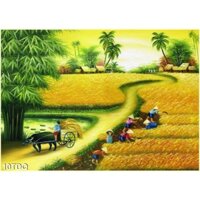 TRANH DÁN TƯỜNG PHONG CẢNH ĐỒNG QUÊ CON TRÂU RUỘNG LÚA VÀNG