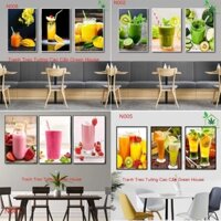 Tranh Dán Tường Trang Trí Quán Trà Sữa, Nước Ép,Sinh Tố , Decor Phòng Bếp,Phòng ăn, Cafe, Trà Chanh,Trà Đào