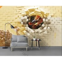 Tranh dán tường Tranh rồng phụng nổi bật hiện đại, tranh dán tường 3d hiện đại (tích hợp sẵn keo) MS1029835