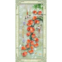 Tranh dán tường VTC tranh trang trí phong thủy hoa đào và đôi chim trĩ ZTU-Vol 1 (392)