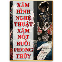 Tranh dán tường Xăm hình Nghệ thuật, Xăm nốt ruồi phong thủy, Tatoo. Tranh Fomex, không cần khoan, tặng kèm keo.