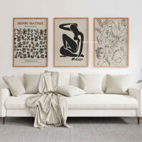 Tranh Danh Họa Trắng Đen - Tranh Trừu Tượng Treo Tường Decor Trang Trí Phòng Khách, Phòng Ngủ,  Khách Sạn