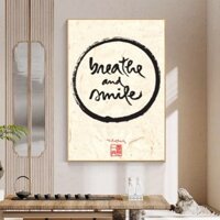 Tranh decor góc tượng phật an yên I Tranh thư pháp thiền sư Thích nhất Hạnh ý nghĩa I Tranh canvas decor có khung