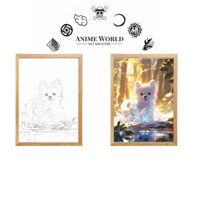 Tranh đèn led cún con cute , decor bàn học phòng ngủ .