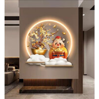 Tranh đèn led hình ông thần tài,cây kim tiền hút tài lộc,quà tân gia,trang trí nhà cửa