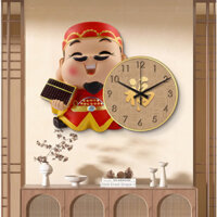 Tranh Đèn Led Ông Thần Tài Đồng Hồ Trang Trí Phòng Khách, Cửa hàng,Salon, Spa