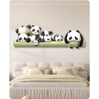 Tranh đèn led tráng gương gia đình gấu trúc panda 1 tranh có kèm đinh treo