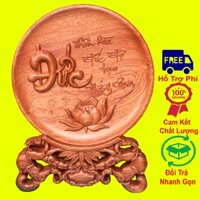 Tranh đĩa gỗ chữ Đức đường kính 30 35 40cm gỗ hương cực đẹp