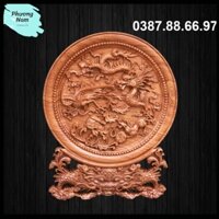 Tranh đĩa gỗ tứ linh đường kính 30m đến 40cm chất liệu gỗ hương liền khối