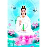 tranh đính đá 5d-bức phật quan âm-tranh đính đá tự làm-nhận in theo mẫu yêu cầu