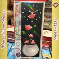 Tranh đính Đá 5D giá rẻ đồng hồ Hoa Hồng  : 37 x95 cm( chưa đính)