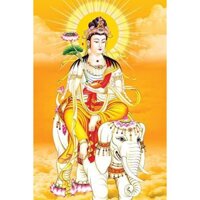 Tranh đính đá 5D , Tranh Phổ hiền bồ tát đính full đá