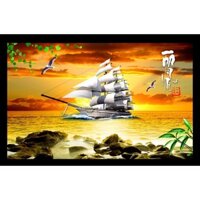 Tranh đính đá 5D , Tranh Thuyền buồm đính full đá