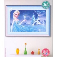 Tranh Đính Đá ABC 3D Đồng Hồ Công Chúa Elsa 77479 (TRANH TỰ ĐÍNH ) KT:76X50CM