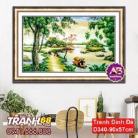 Tranh Đính Đá ABC cao cấp Bên Sông D340 Kích thước: 90x57cm